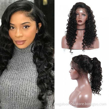 Eurasian 100% Remy Cuticule Aligned 28 Inch Indian Human Hair Loose Curly Wave Lace 360 Front Wig